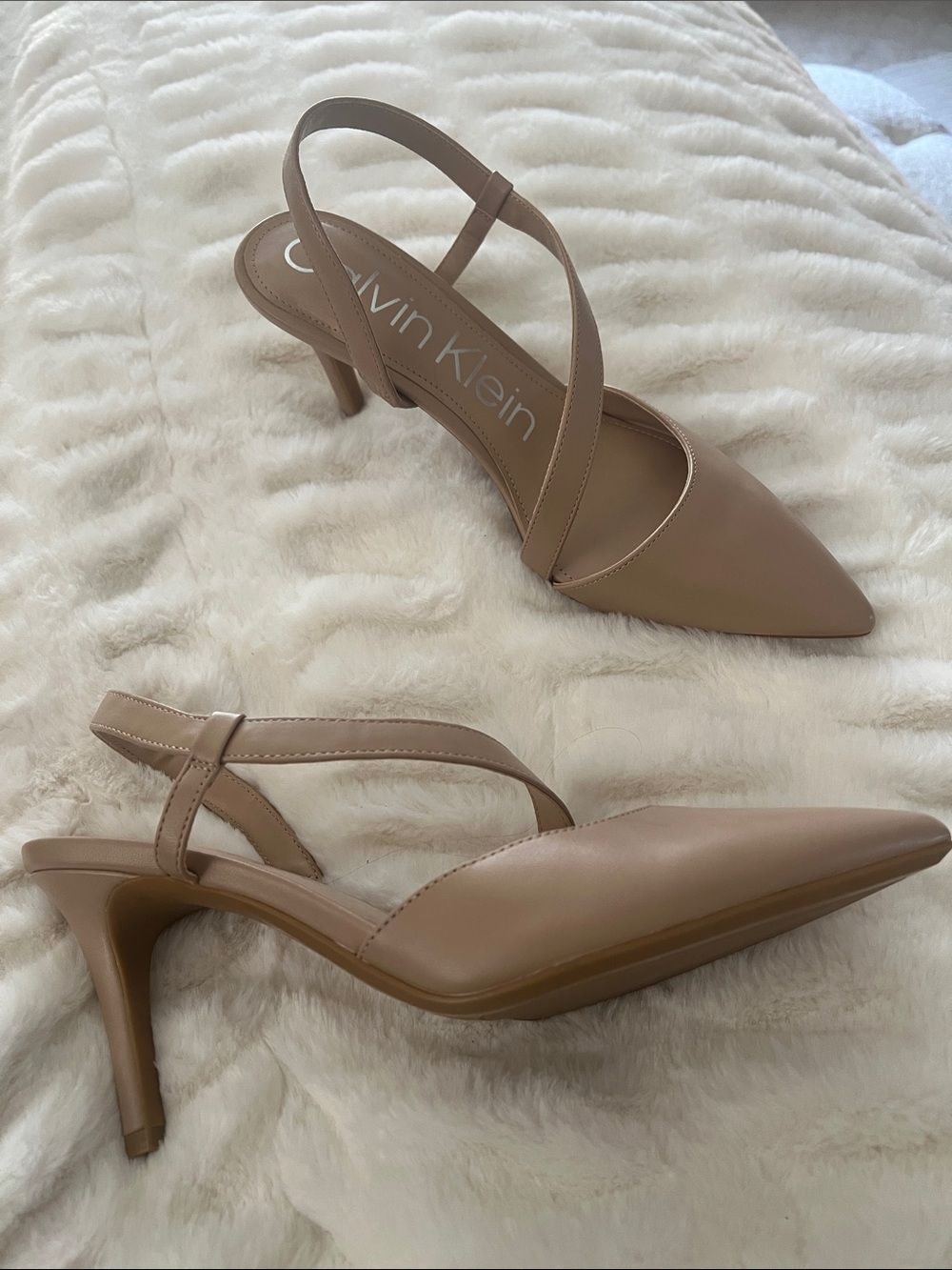 Calvin Klein Nude Pointed-Toe Slingback Heels - Picture 5 of 10